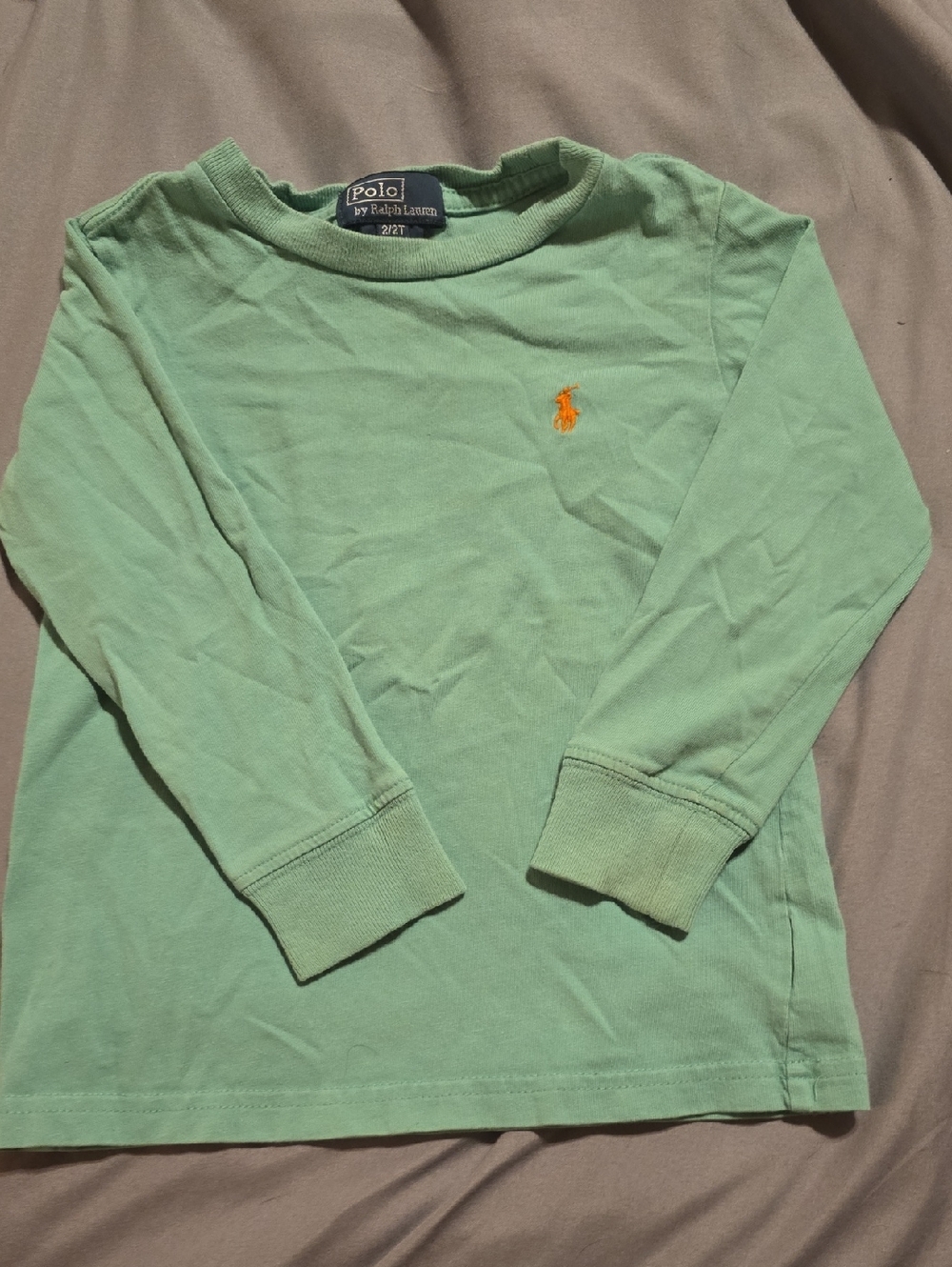 Polo by Ralph Lauren Kids Mint Green Long-Sleeve Tee with Yellow Logo